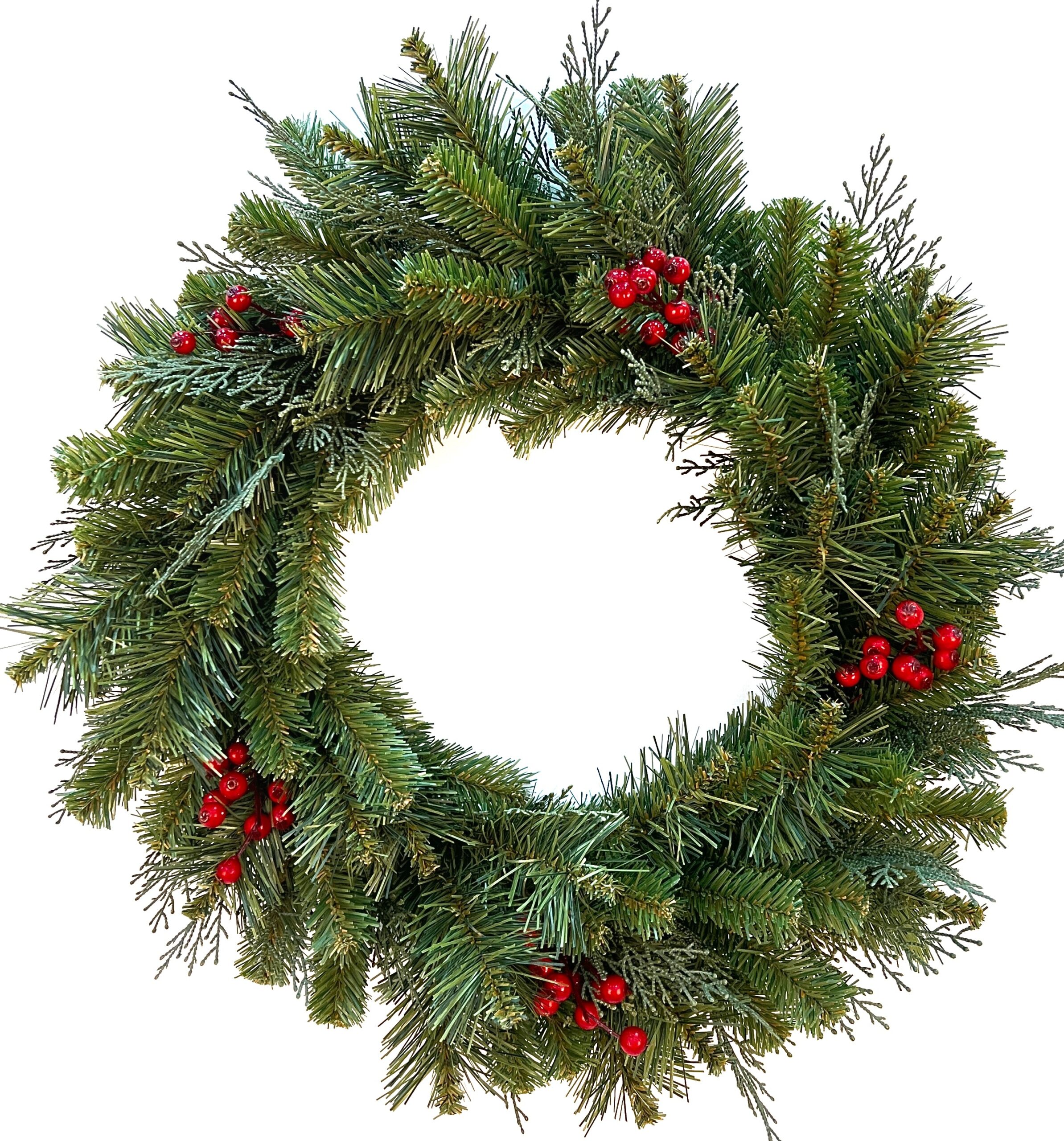 Coroniță Decorativă de Crăciun cu Brad, Ferigă și Măceșe Coroniță Decorativă de Crăciun cu Brad, Ferigă și Măceșe